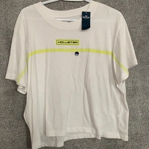 White and lime green crop top